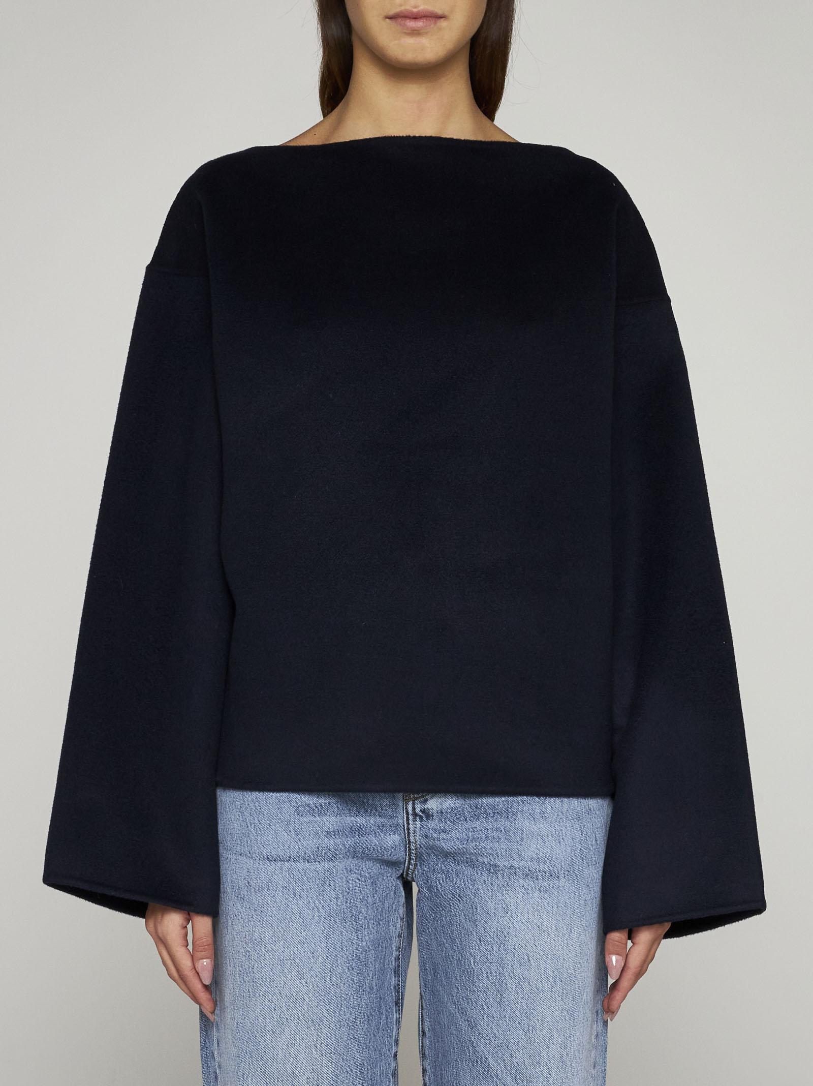 Shop Totême Double Wool Top In Blue