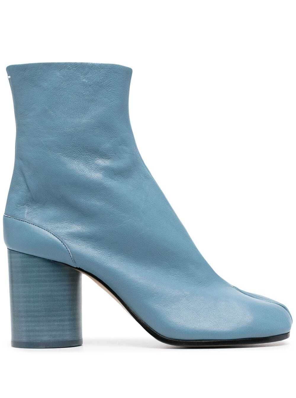 Buy Maison Margiela Tabi Ankle Boots In Light Blue Leather online, shop Maison Margiela shoes with free shipping