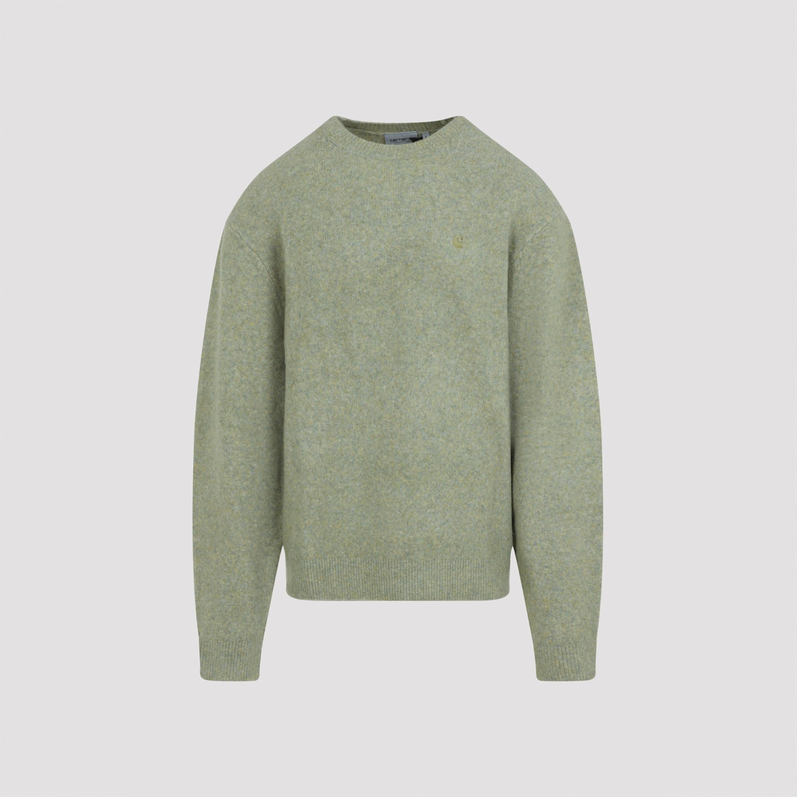 Carhartt Crew Neck Sweater With Ribbed Cuffs And Hem In Green