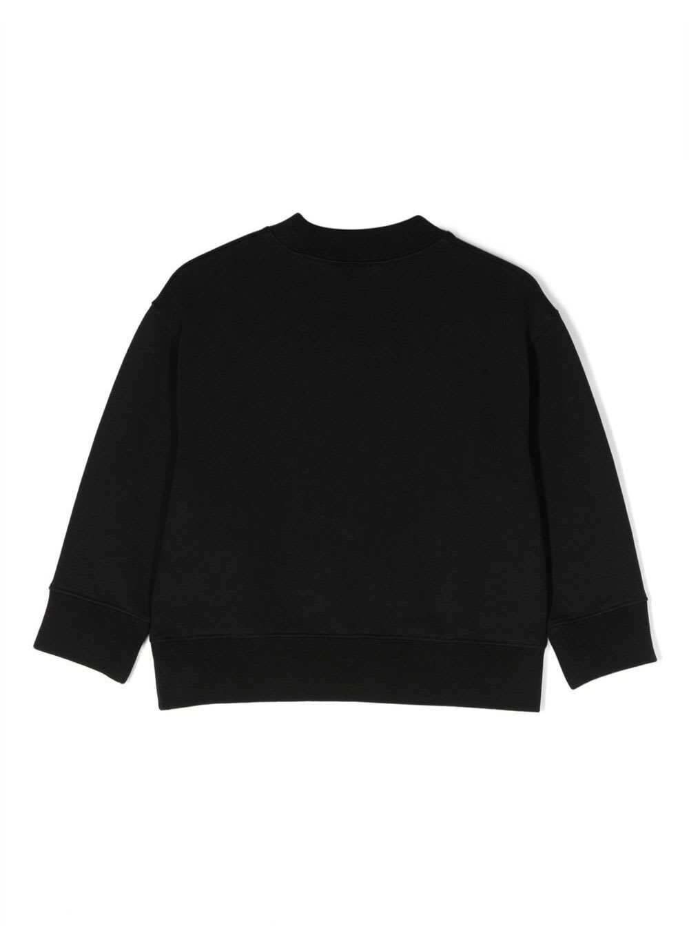 Shop Palm Angels Crewneck Sweatshirt With Shark Graphic Print In Black Cotton Boy In Black Medium
