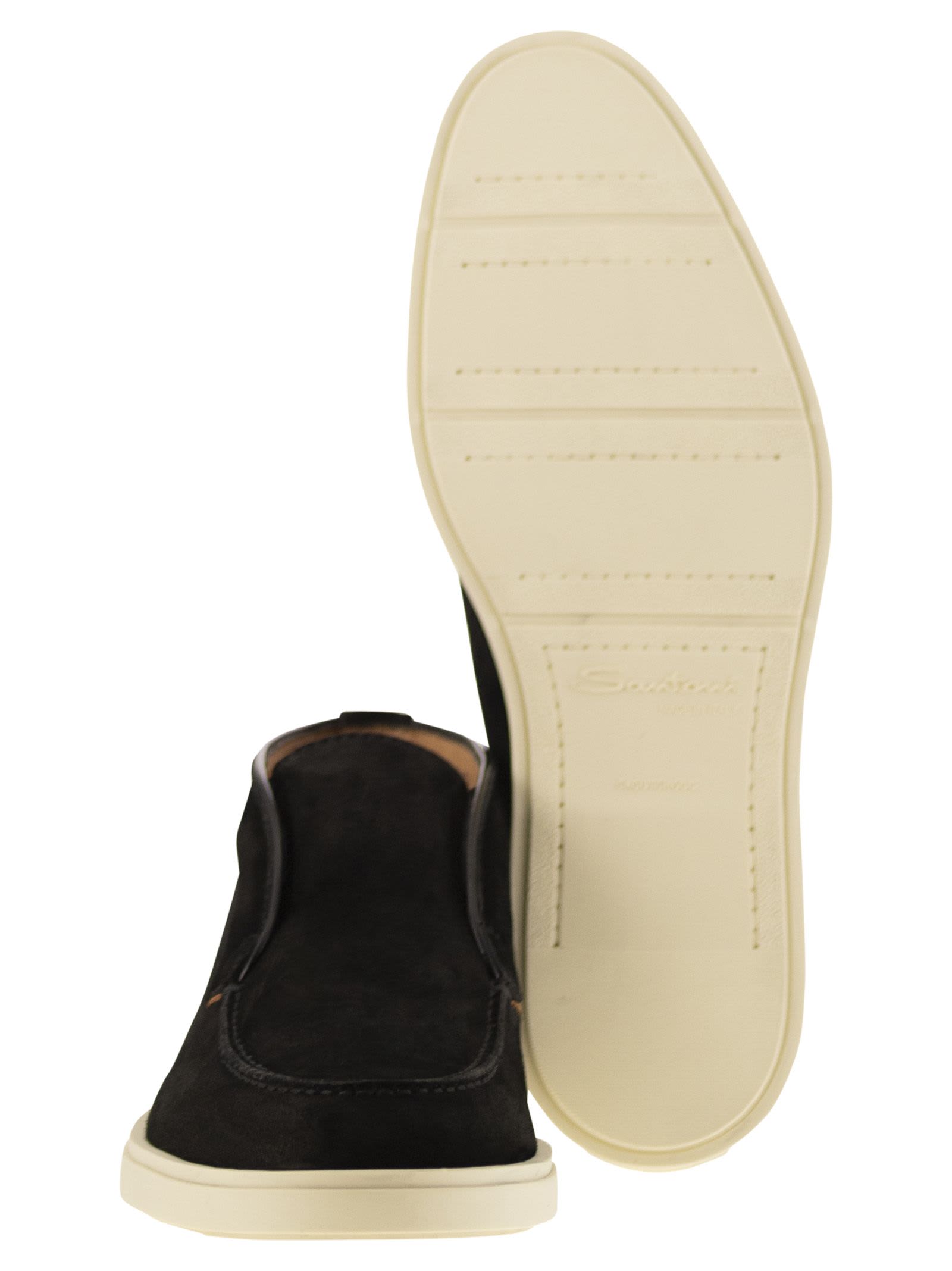 Shop Santoni Suede Desert Boot In Black