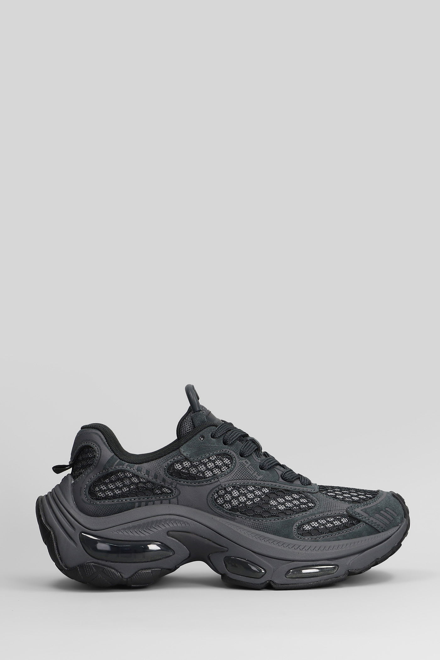 Ash Casual Low Top Sneakers With Mesh Panels In Black