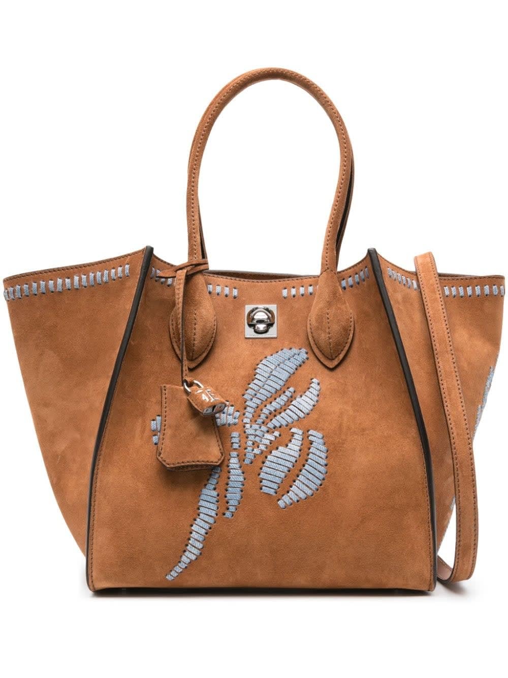 Embroidered Maggie Hand Bag In Brown