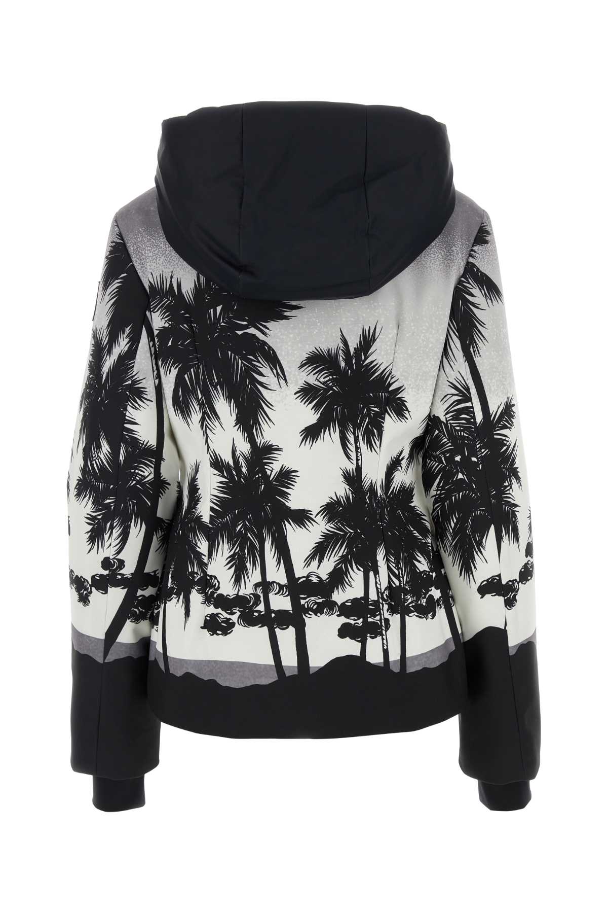 Palm Angels Printed Polyester Palm Ski Jacket In Lightgreywhite
