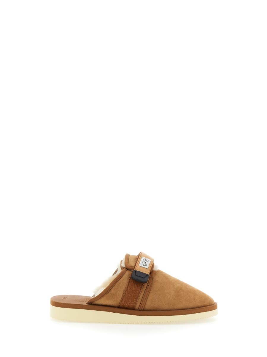 Suicoke Biscuit Suede Zavo Slippers In Beige