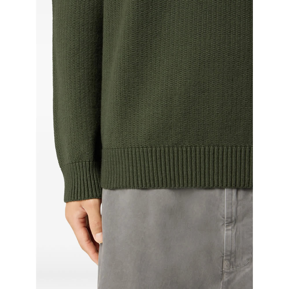 Stone Island Knit Crewneck Sweater In Full Rib Rws Wool Clothing In Green