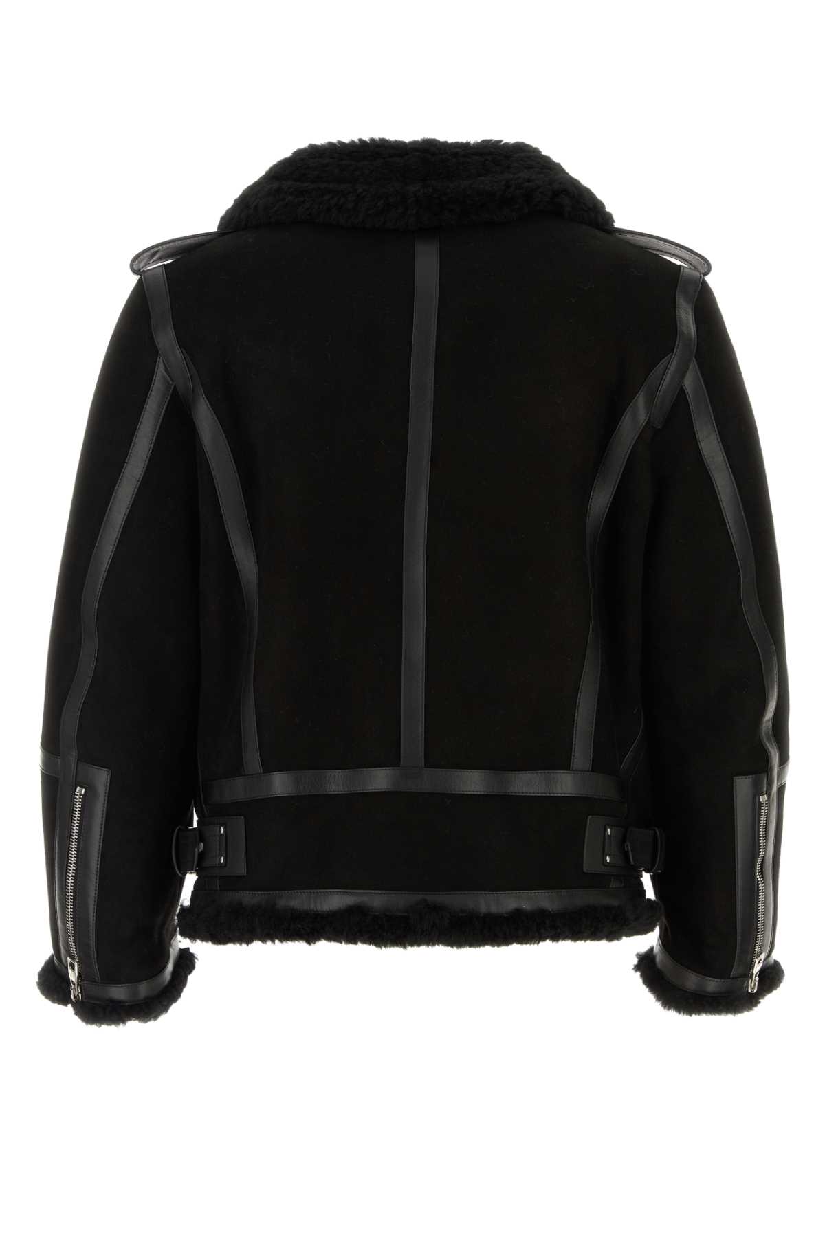 Shop Alexander Mcqueen Black Shearling And Nappa Leather Jacket