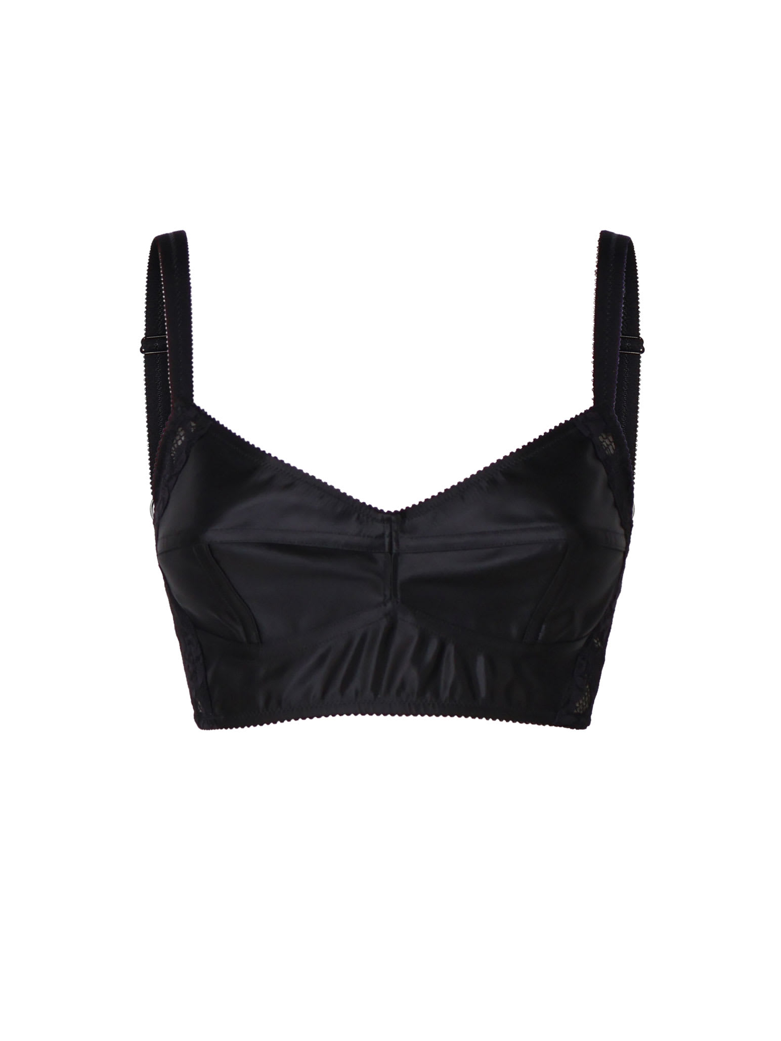 Shop Dolce & Gabbana Shiny Satin Bra Top In Black