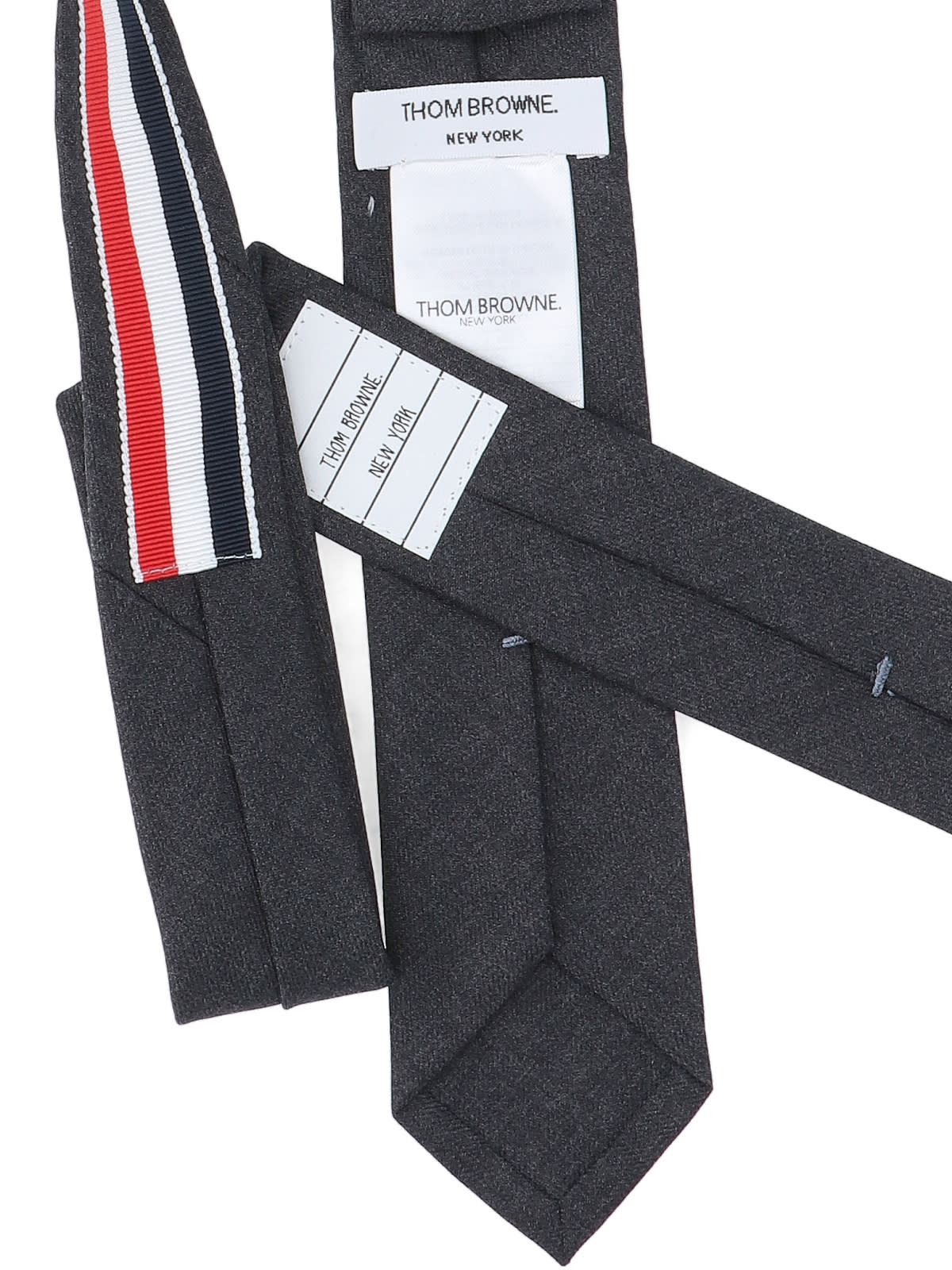 Shop Thom Browne Tricolor Detail Tie In Gray