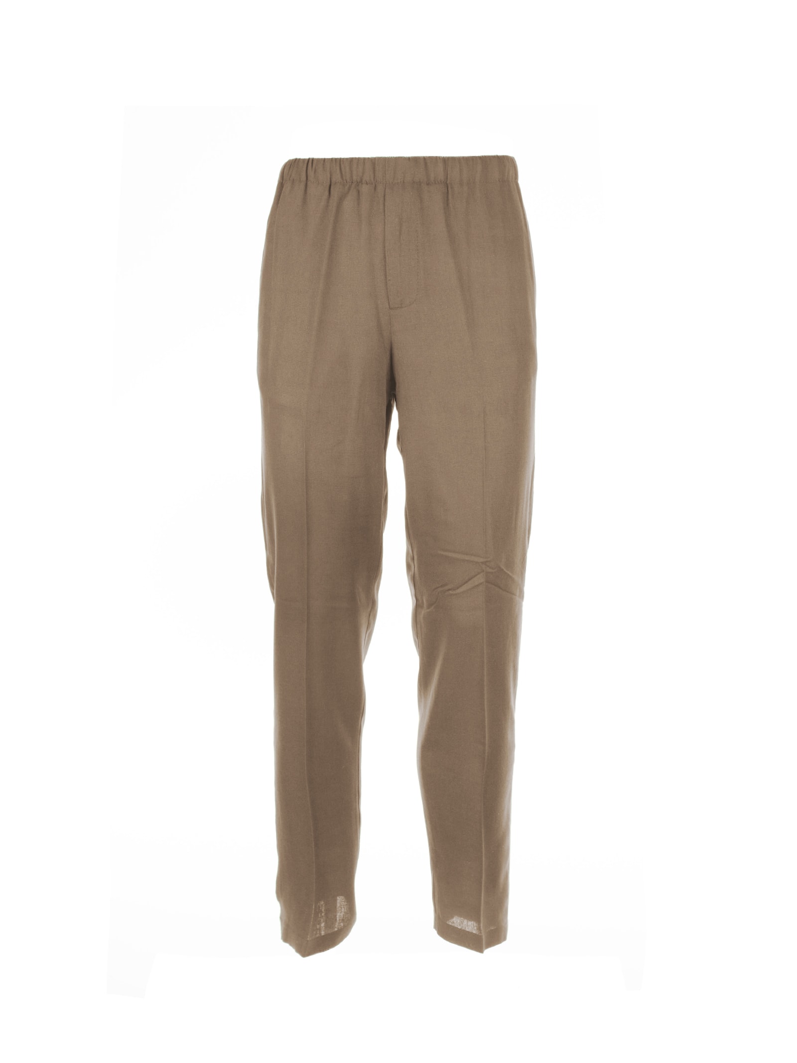Shop Cruna Hazelnut Linen Blend Trousers In Nocciola