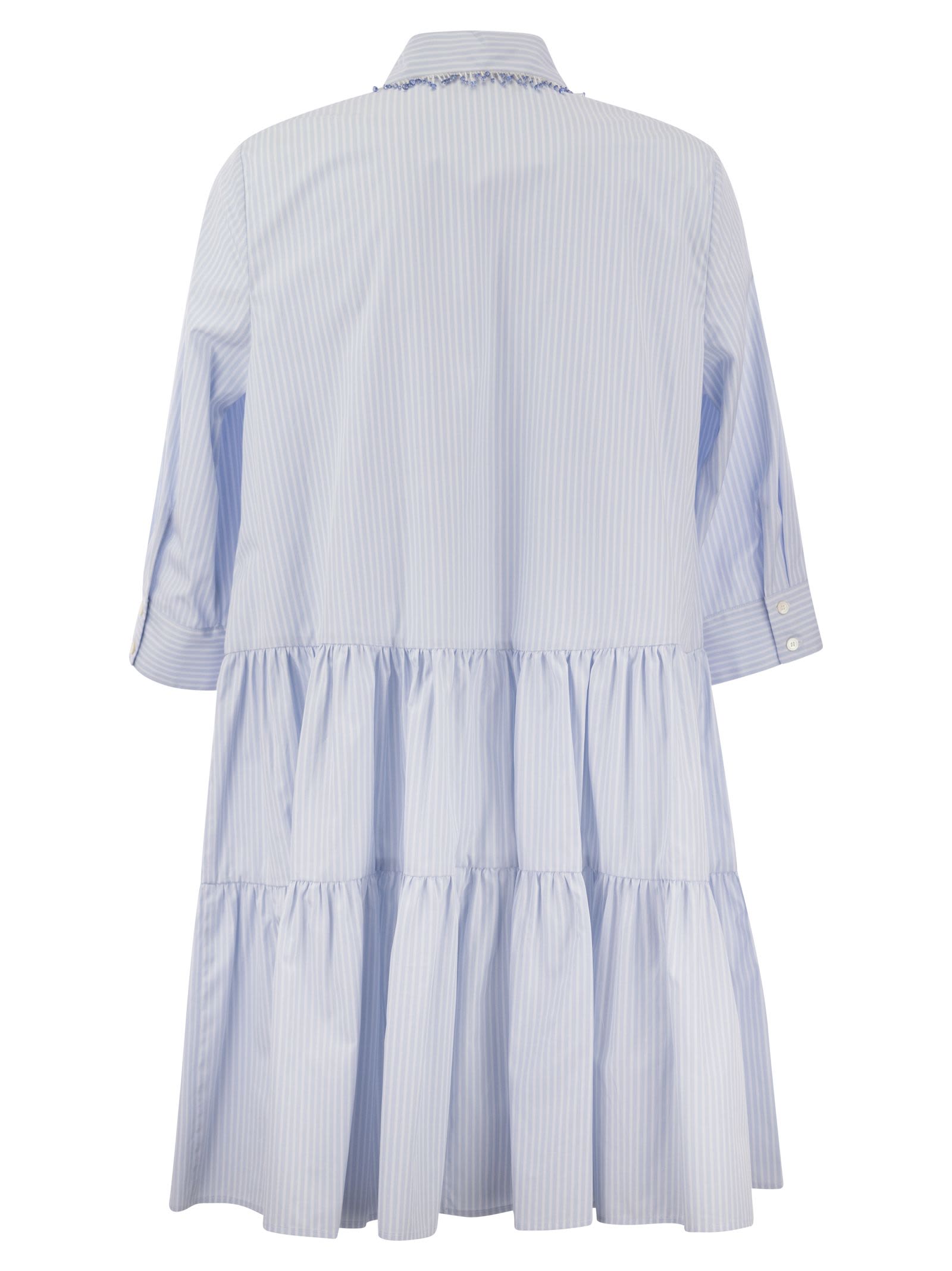 Shop Fabiana Filippi Organic Cotton Chemise Dress In Light Blue