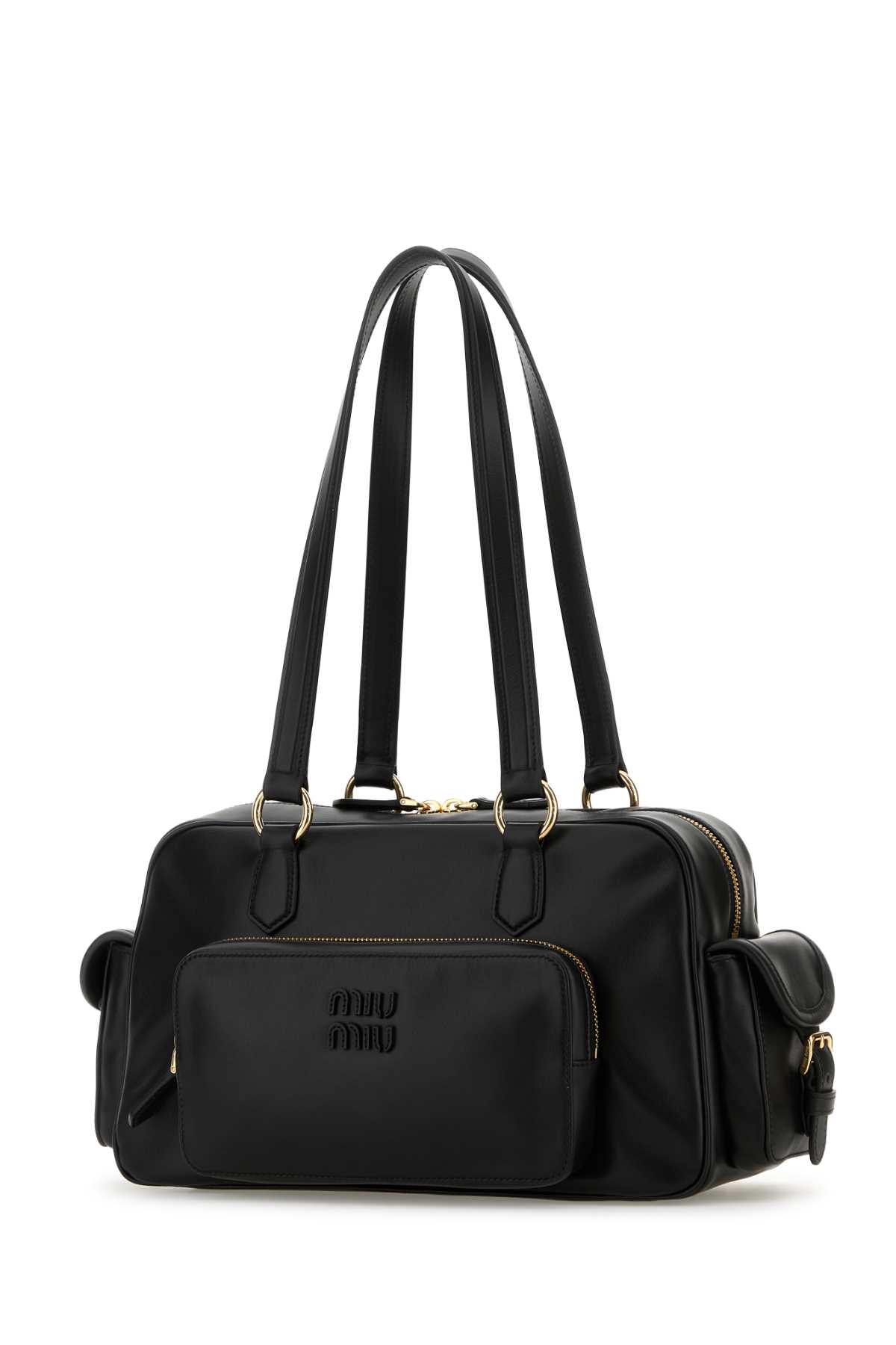 Miu Miu Pocket Nappa Leather Top-handle Bag In Black