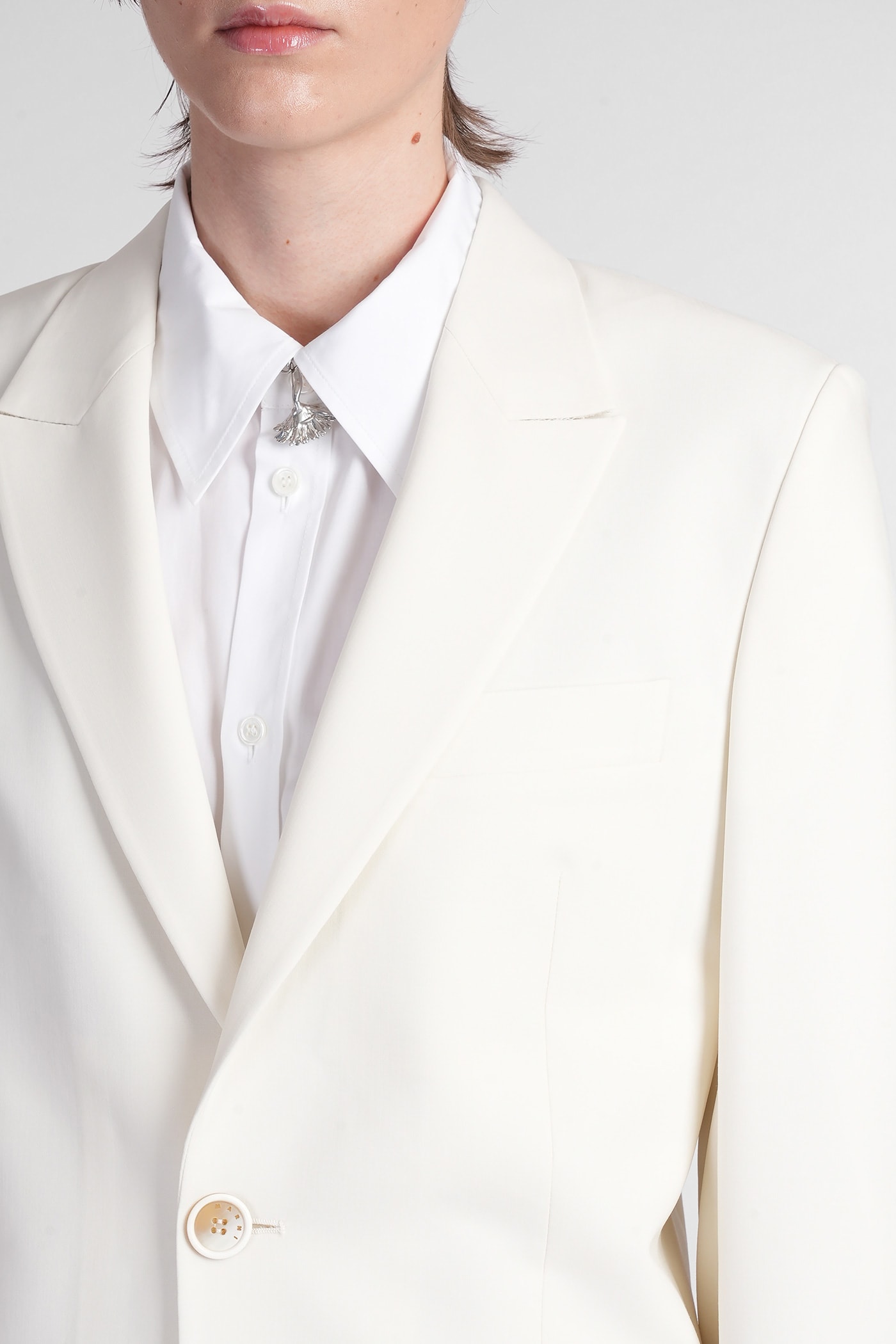 Marni Blazer In Beige Wool In White