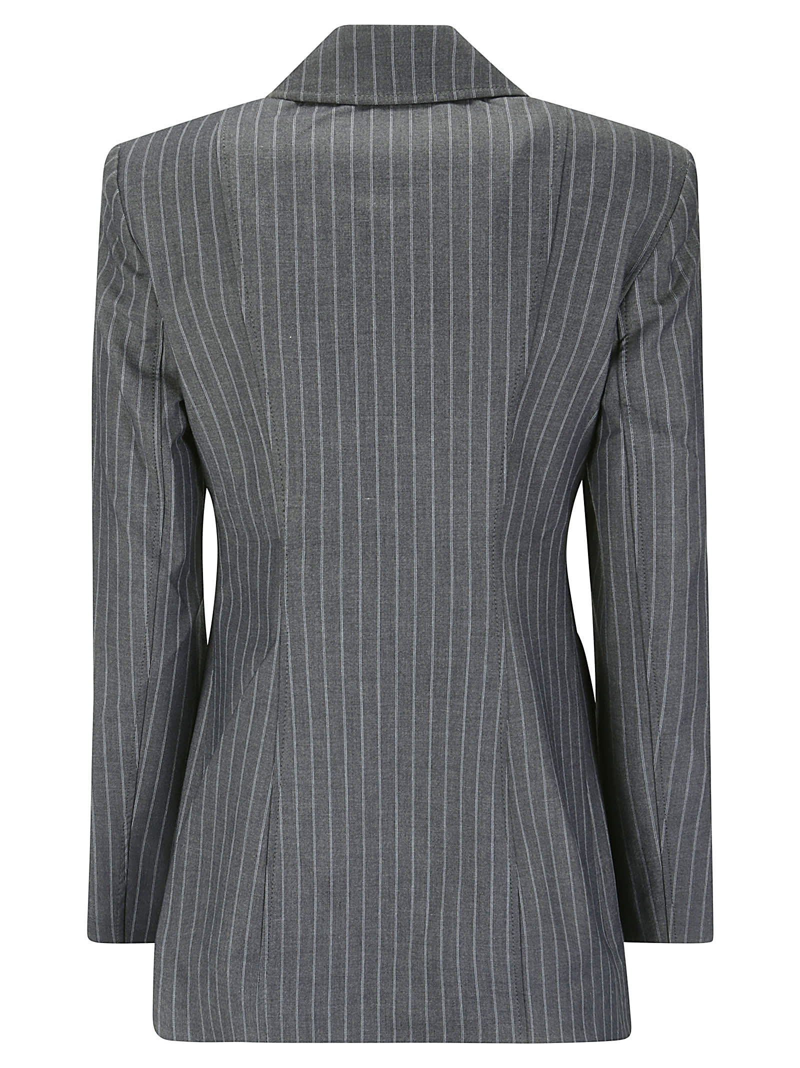 Shop Ganni Stretch Stripe Blazer In Gray Pinstripe