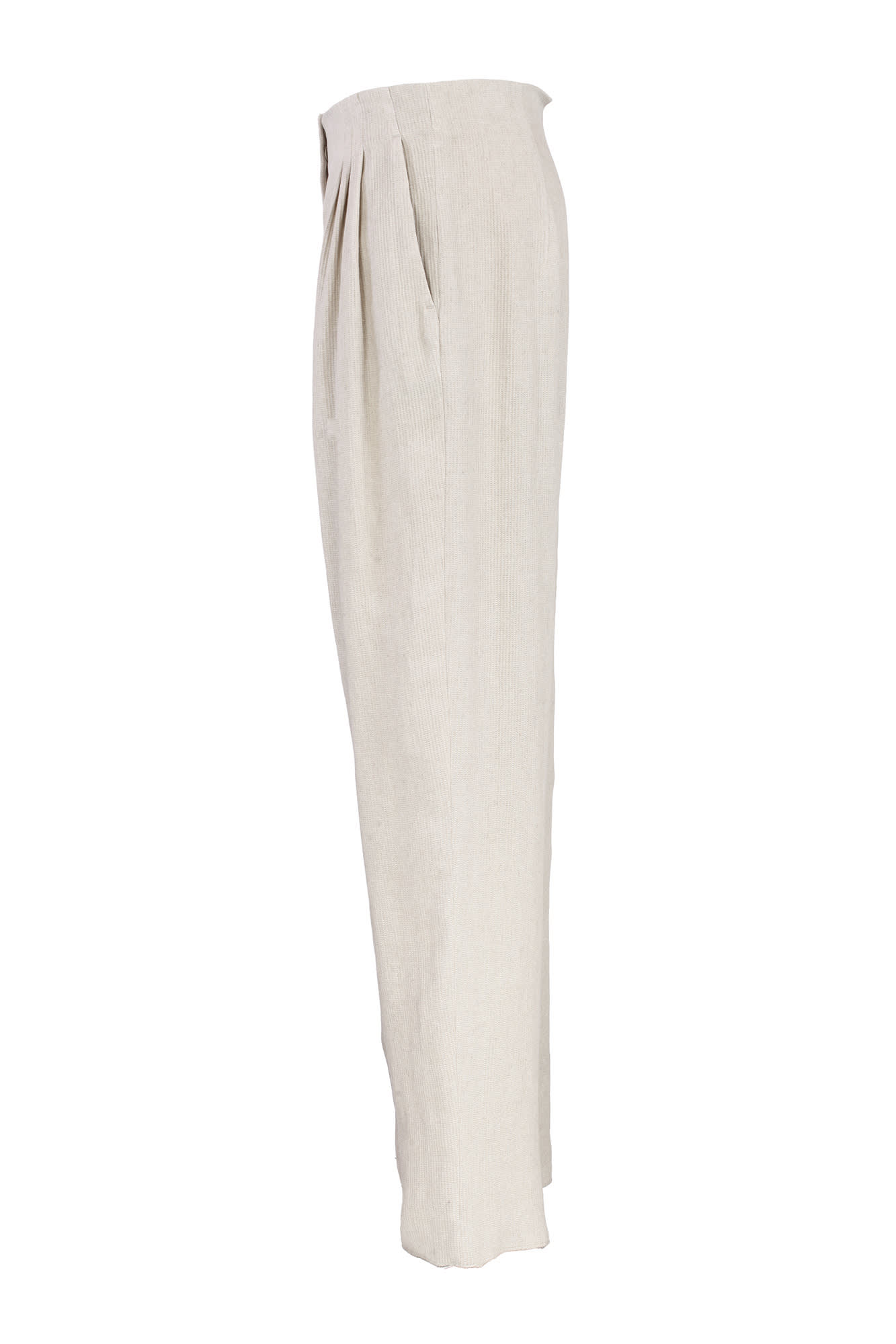 Shop Emporio Armani Oval Leg Trousers In Natural