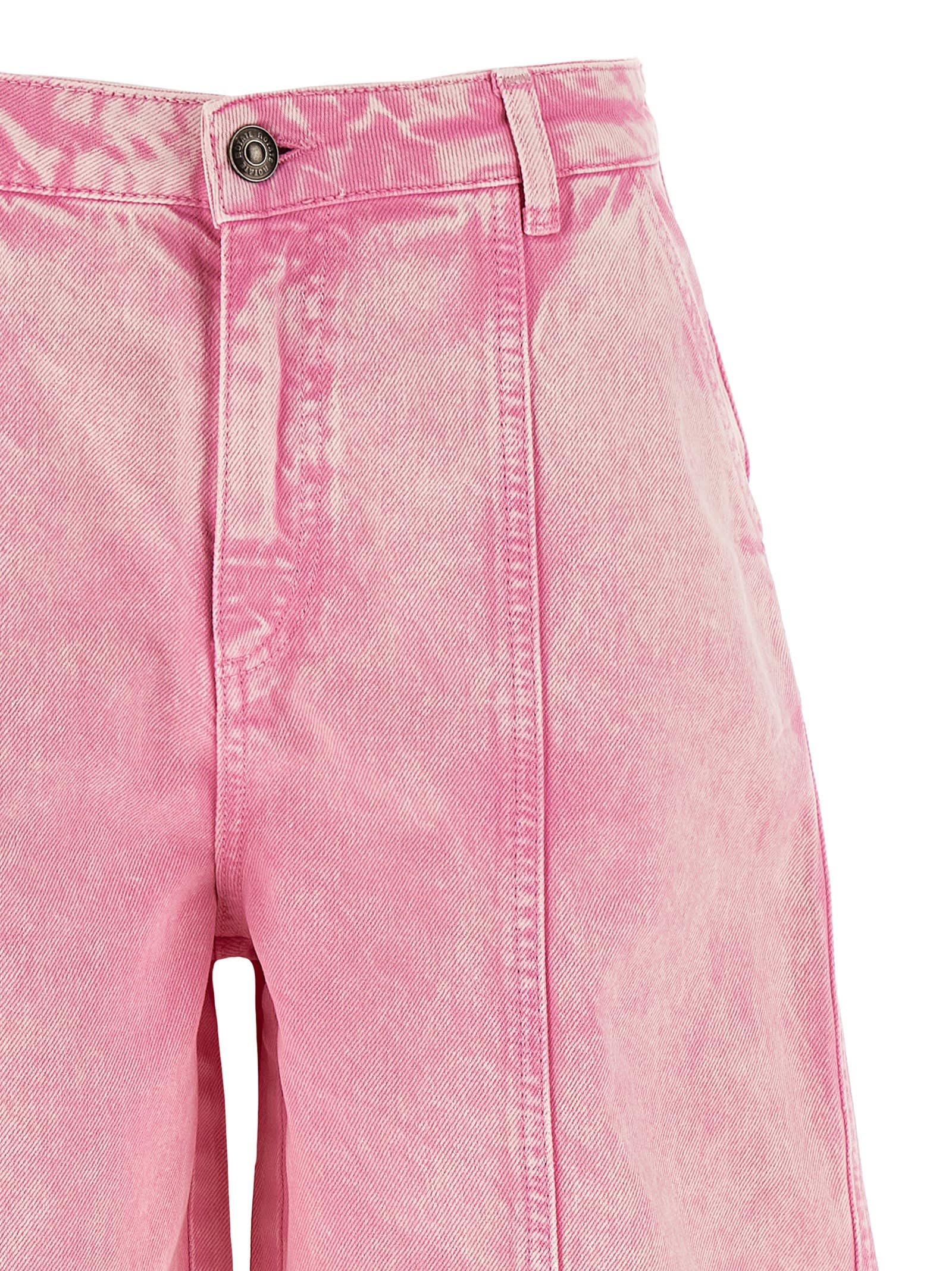 Shop Rotate Birger Christensen Cargo Denim Pants Jeans In Pink