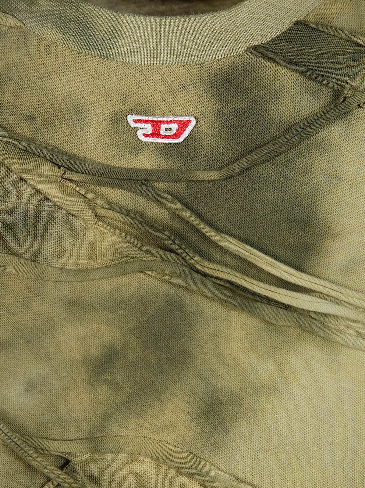 Shop Diesel T-cranet-ls Tie-dyed T-shirt In Militare