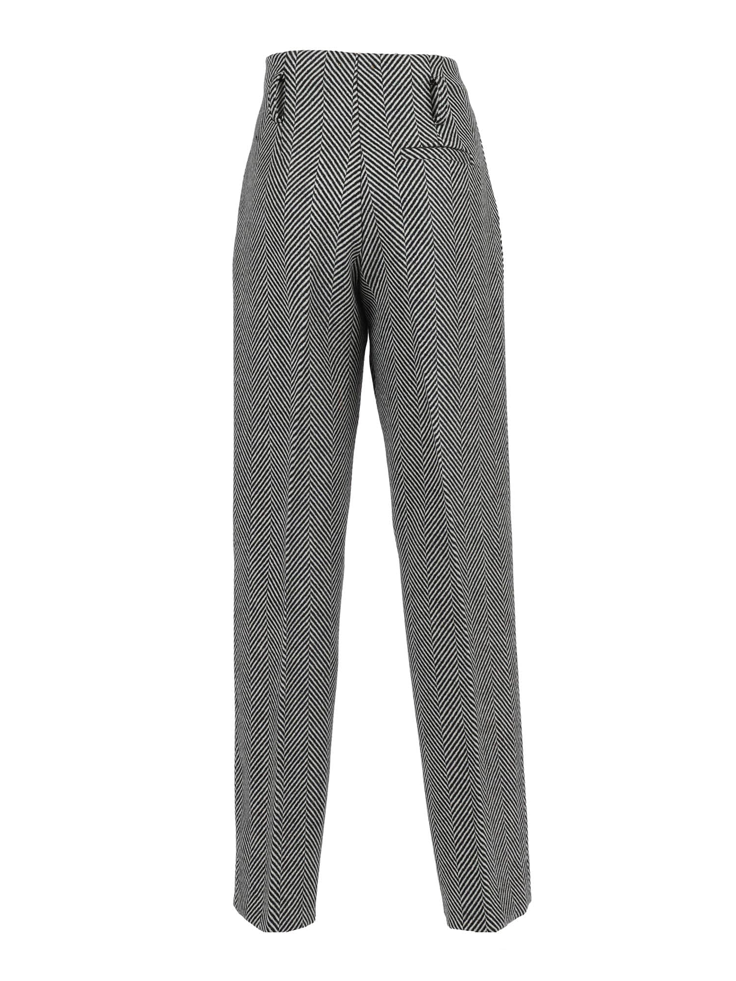 Forte Forte High-waisted Chevron Wool Trousers In Gray