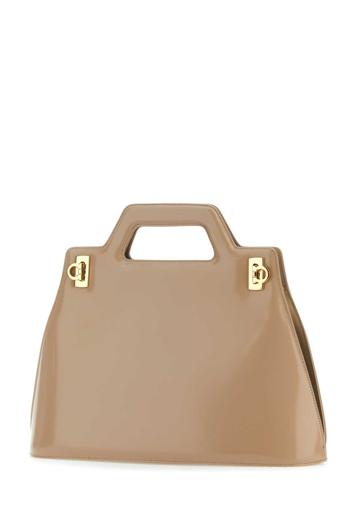 Ferragamo Skin Pink Leather Wanda M Handbag In Biege