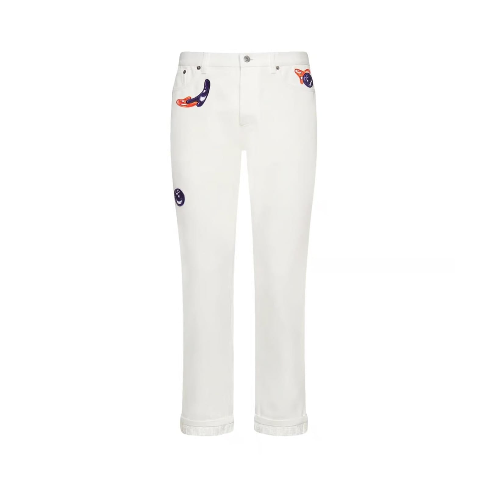 Shop Dior Kennyscharf Patches Jeans In White