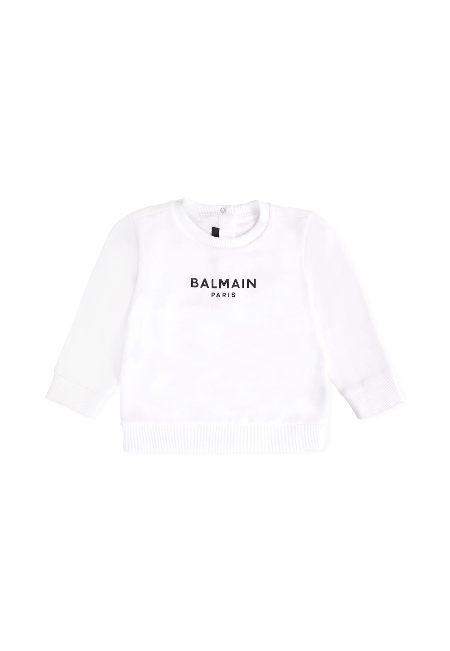 Balmain White Sweatshirt For Babykids With Logo In White