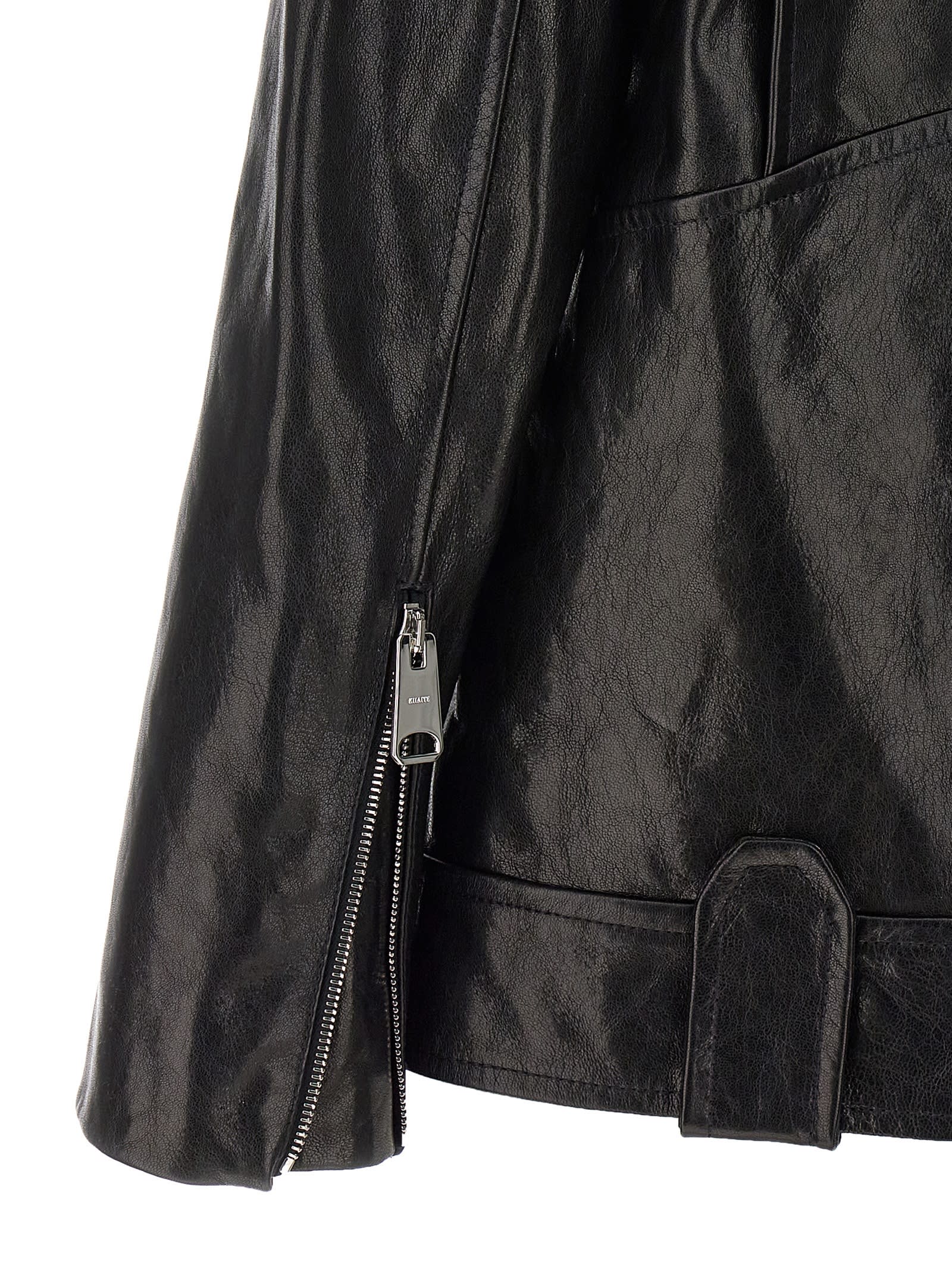 Shop Khaite Hanson Leather Biker Jacket In Black