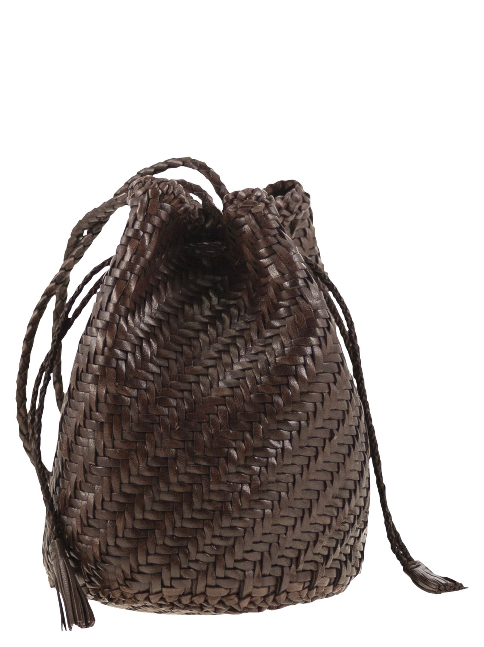 Dragon Diffusion Pompom Double Jump - Bucket Bag With Woven Leather