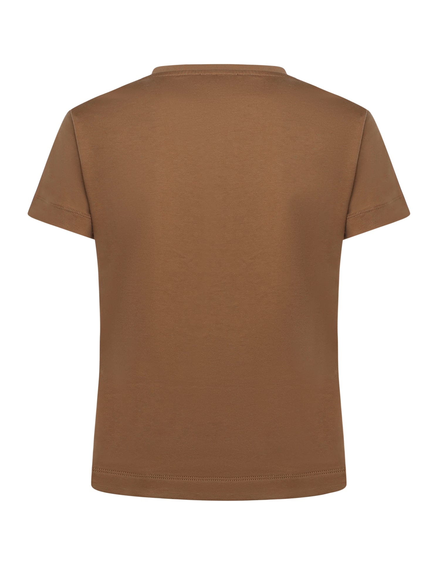 Pinko T-shirt With Crystal Love Birds Logo Embroidery In Brown