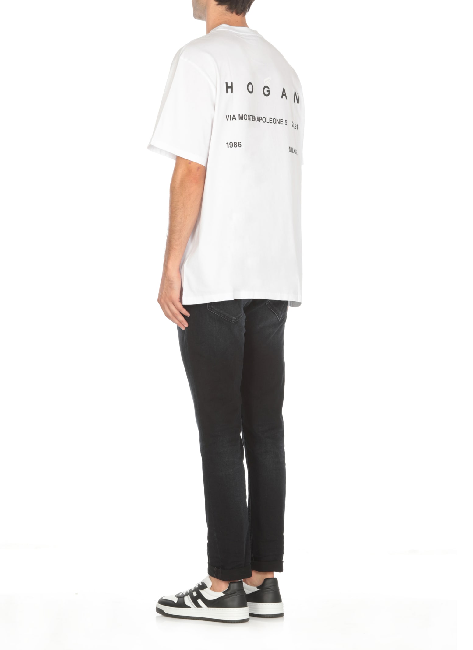 Shop Hogan Logo T-shirt In White