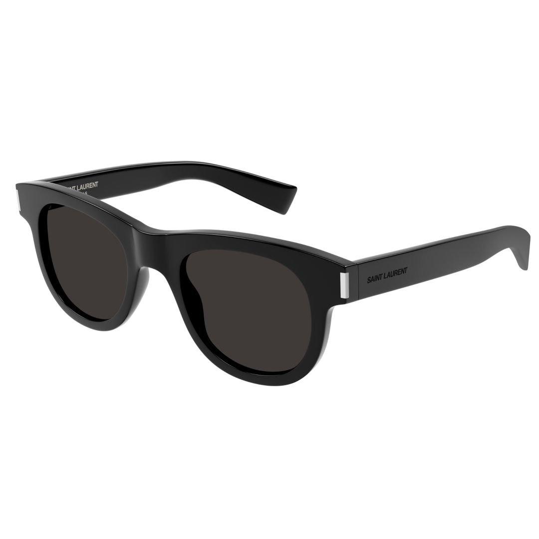 Shop Saint Laurent Round Frame Sunglasses In 006 Black Black Black