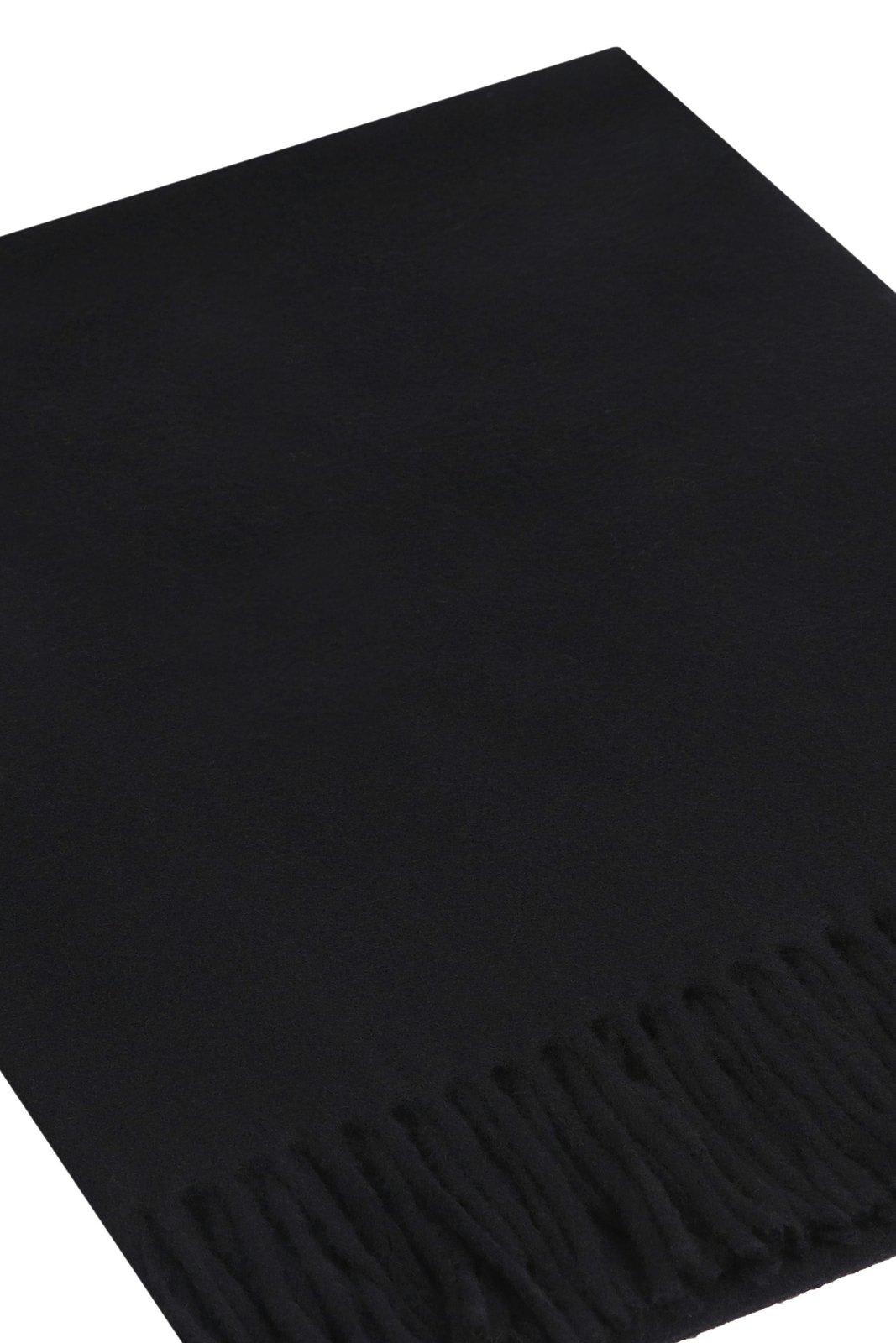 Shop Acne Studios Logo Patch Fringed-edge Scarf In Black