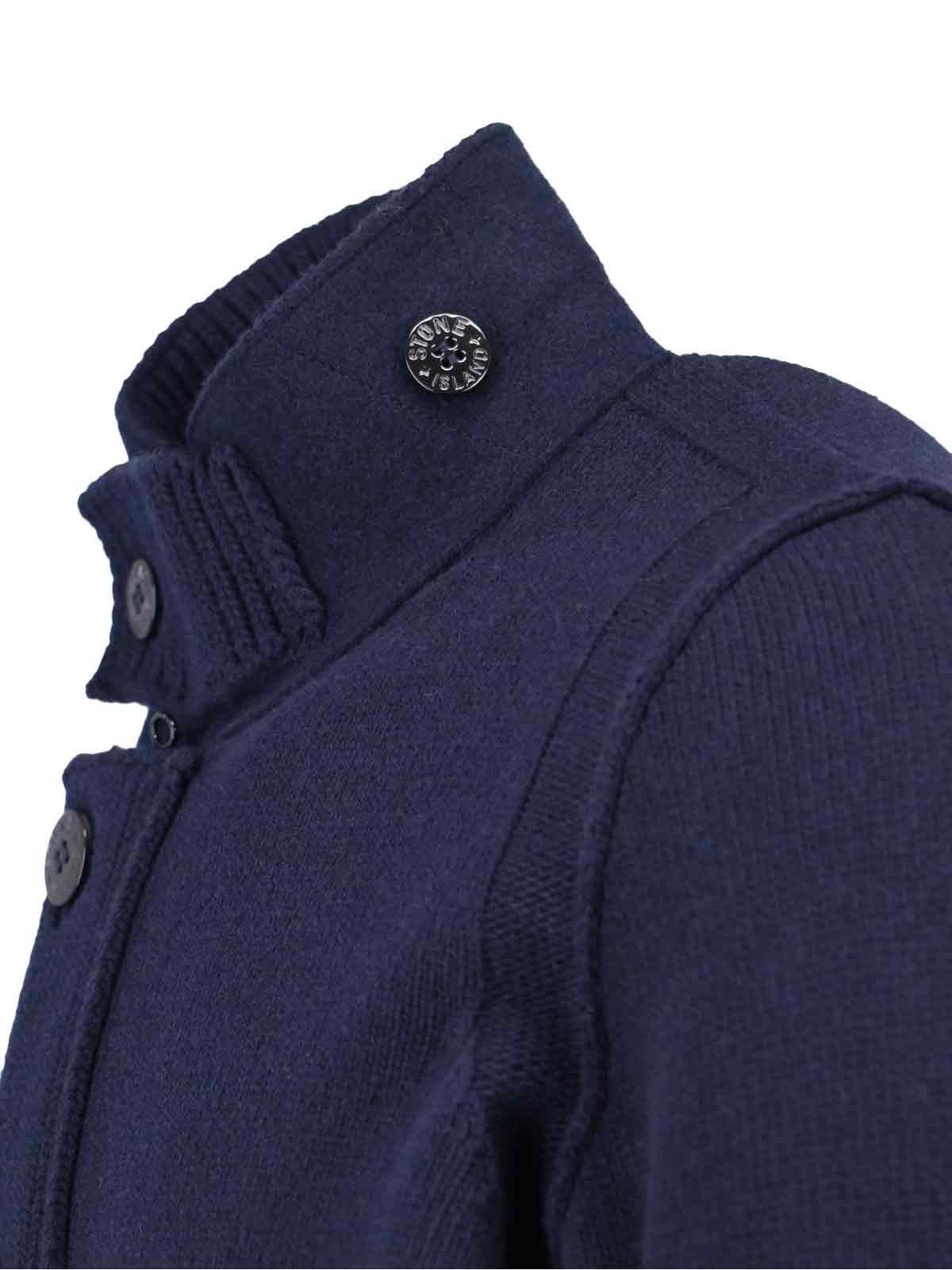 Shop Stone Island Logo Patch Buttoned Cardigan In Blue