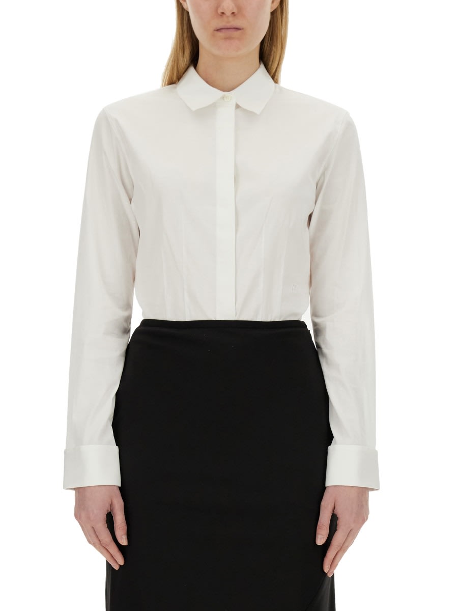 Shop Helmut Lang Poplin Fitted Shirt In White
