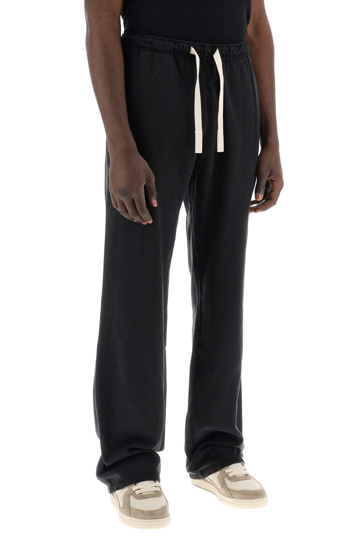 Shop Palm Angels Wide-legged Travel Pants For Comfortable In Black Off White (black)