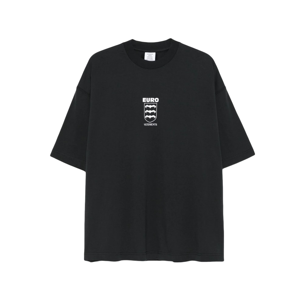 Vetements Black Bats Logo Regular T-shirt In Black