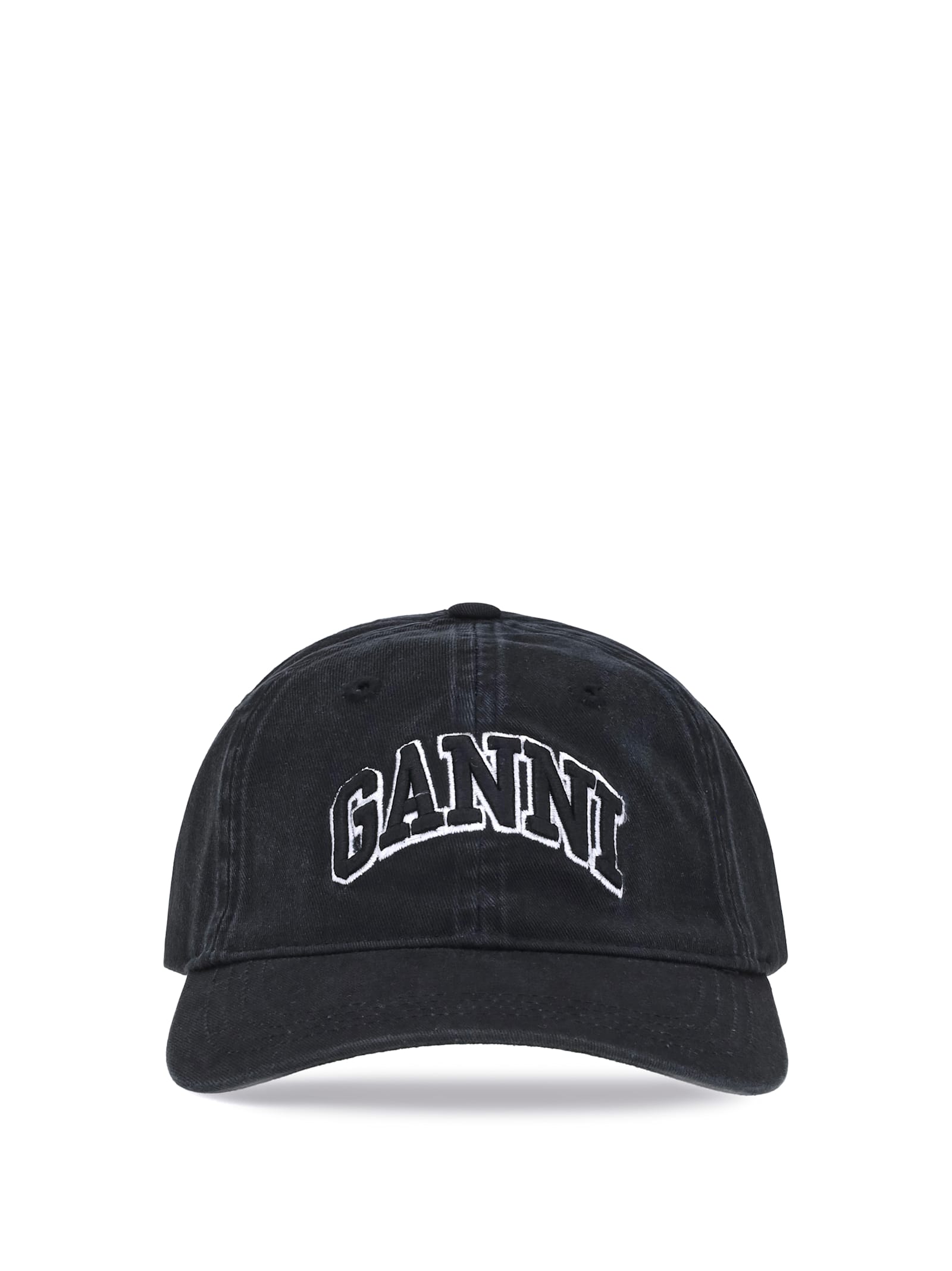 Ganni Logo Baseball Cap In Black