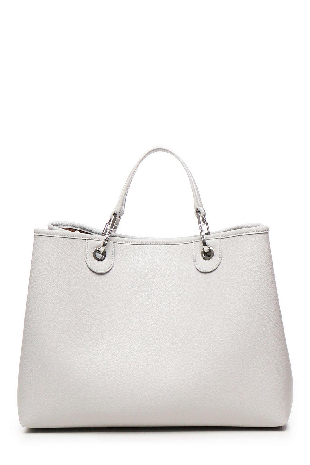 Emporio Armani Logo Tag Top Handle Bag In Grey
