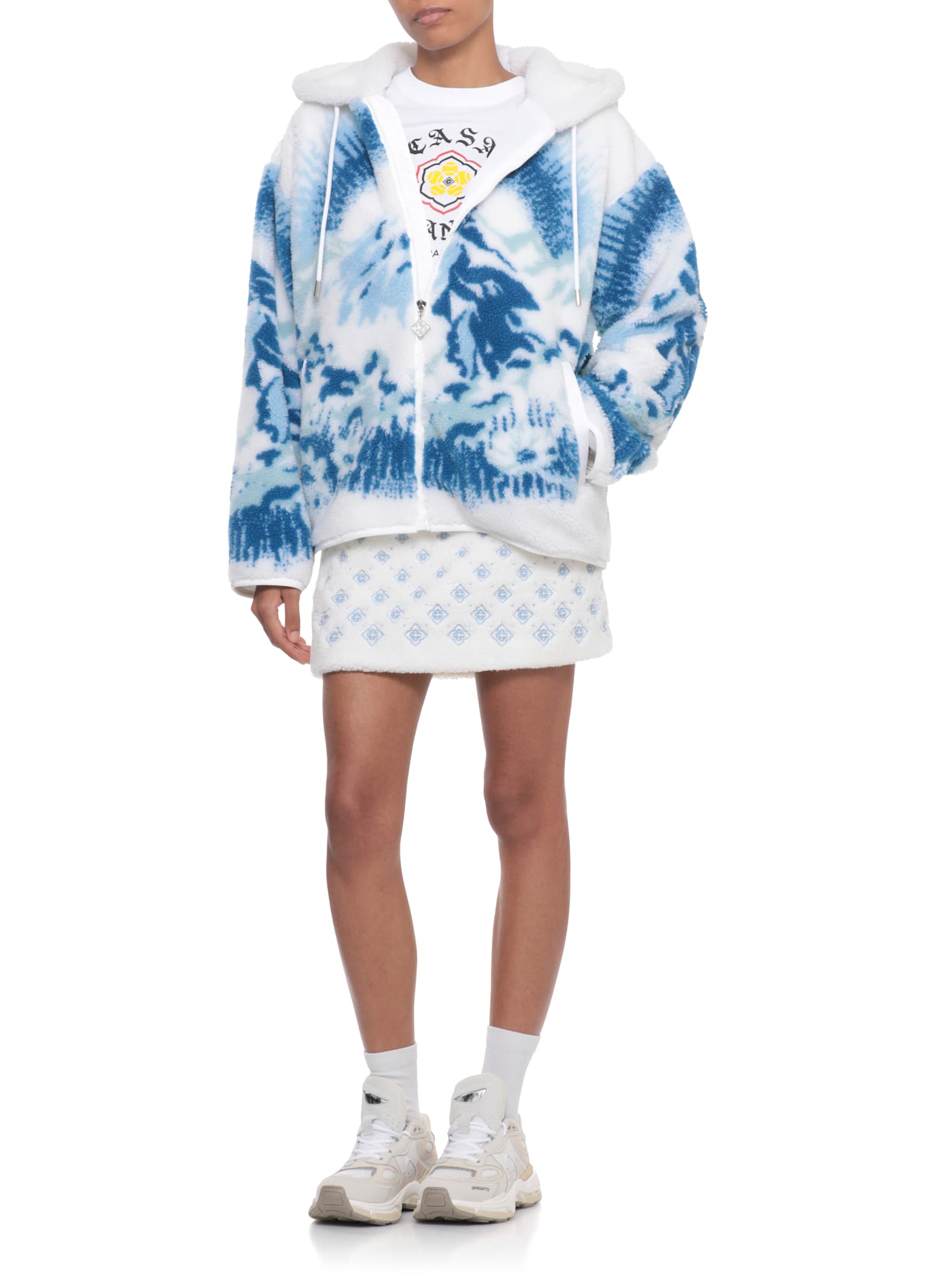 Casablanca Printed Hooded Casual Jacket In Multi