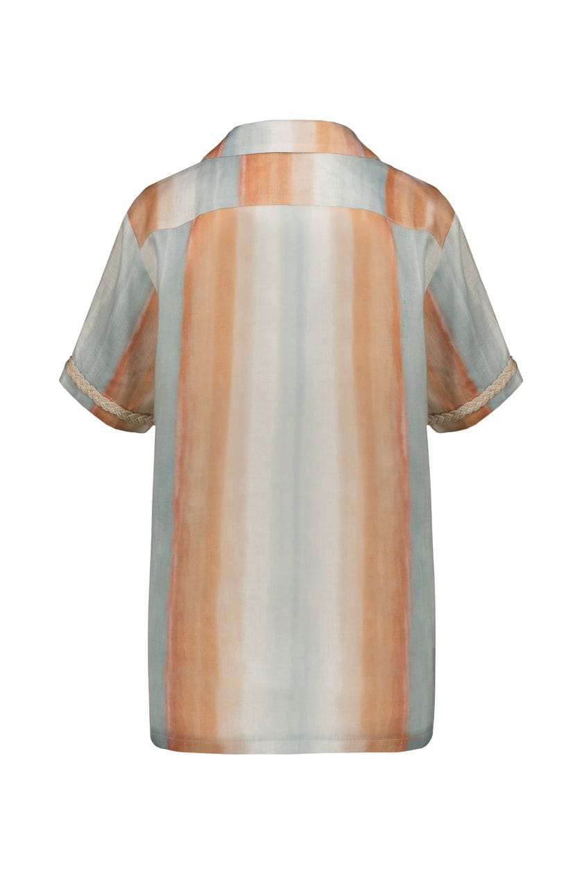 Shop Amotea Coral In Striped Linen In Multicolor