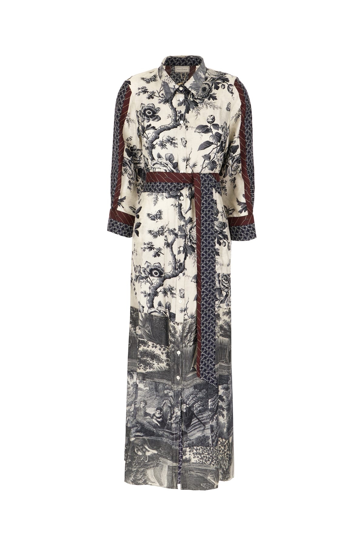 Shop Pierre-louis Mascia Printed Silk Shirt Dress In 101