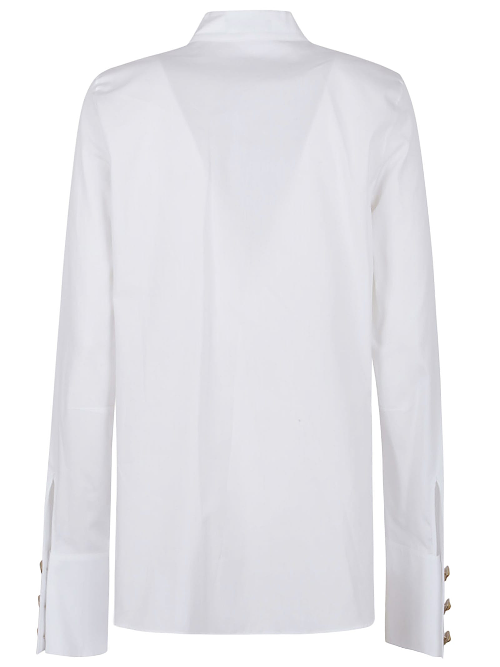Balmain Jabot Collar Popeline Coton Shirt In White