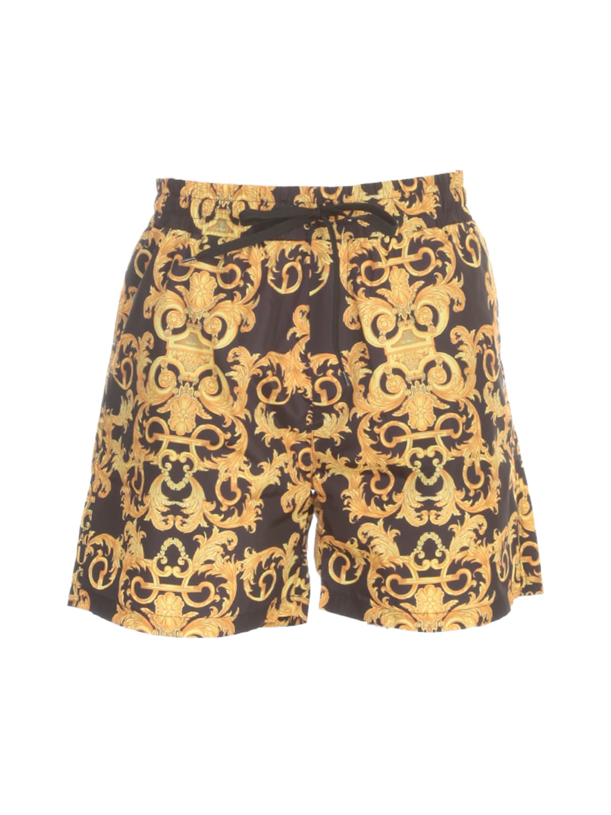 Click to view more detailed imagery on our partner's website Versace Jeans Couture Printed Logo Baroque Shorts In Nero