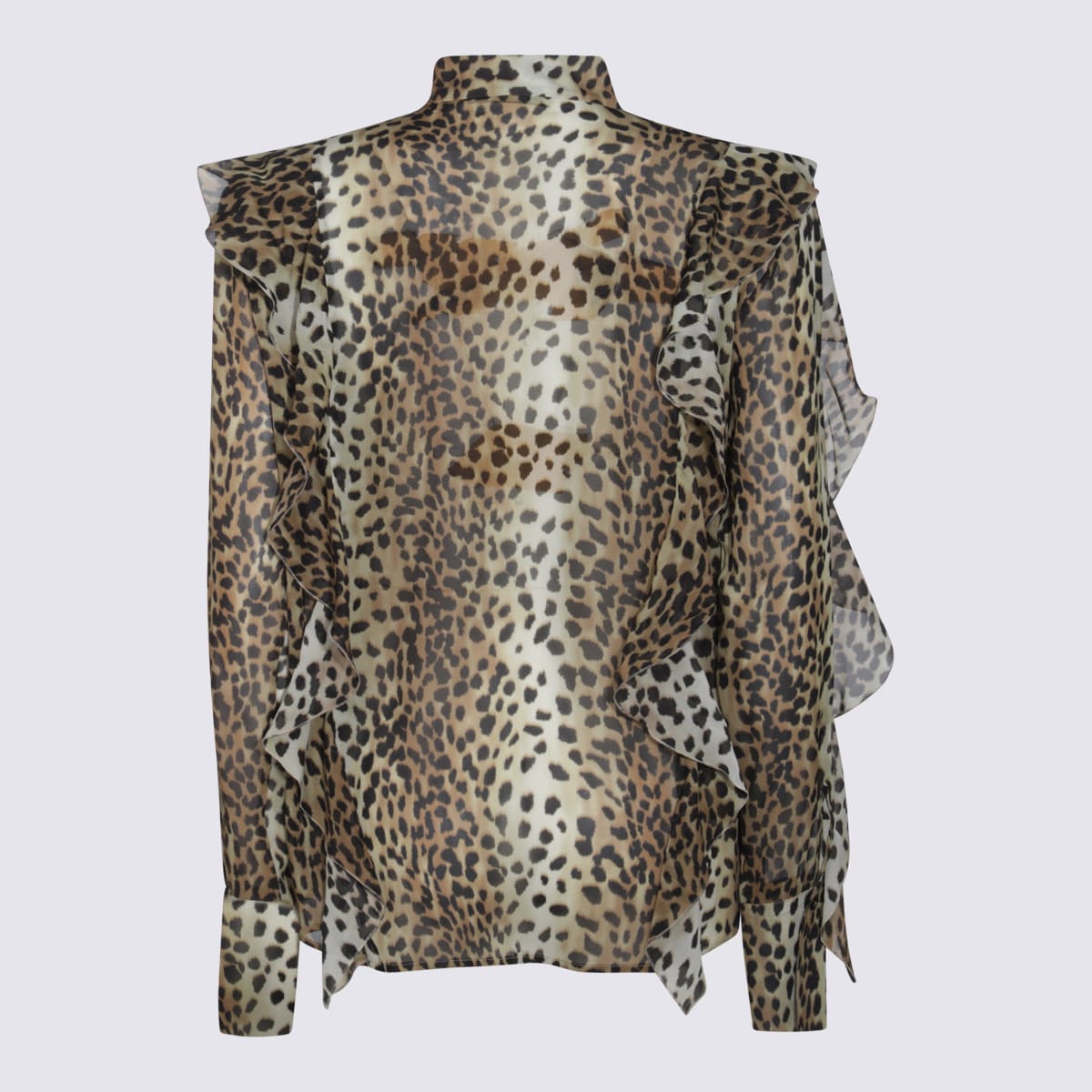 Blumarine Silk Chiffon Leopard Shirt In Animal Print