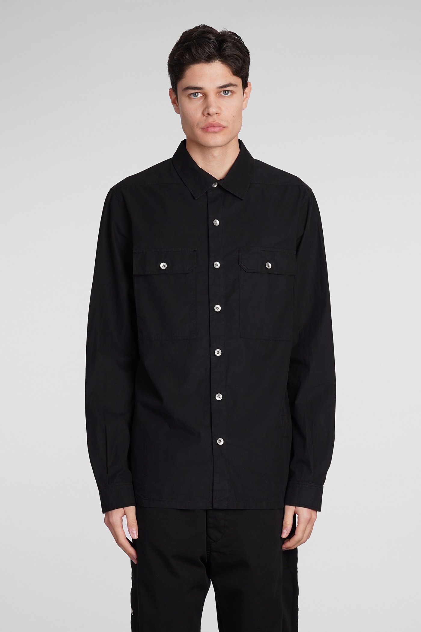 DRKSHDW OUTERSHIRT SHIRT IN BLACK COTTON