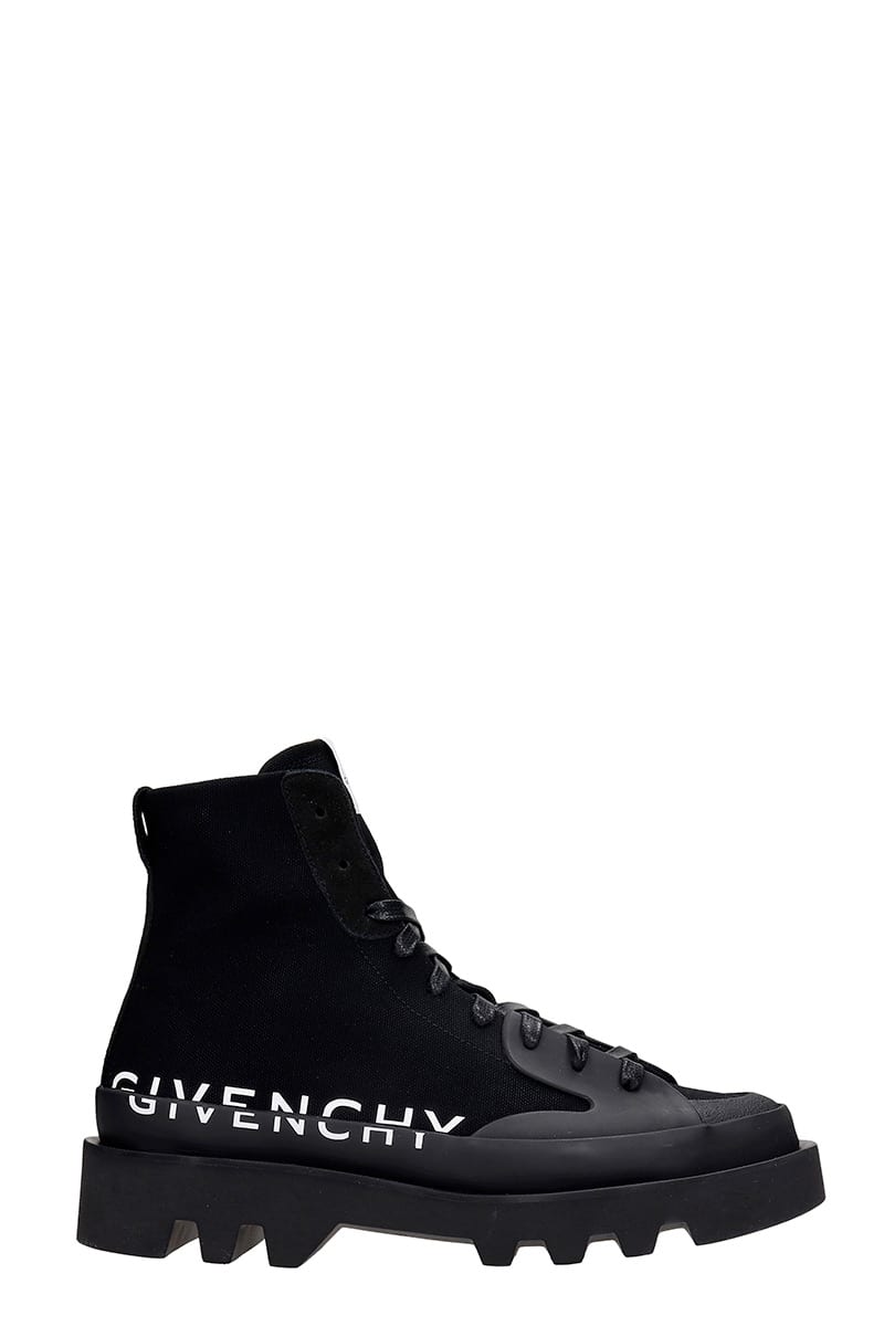Givenchy Clapham Combat Boots In Black Canvas