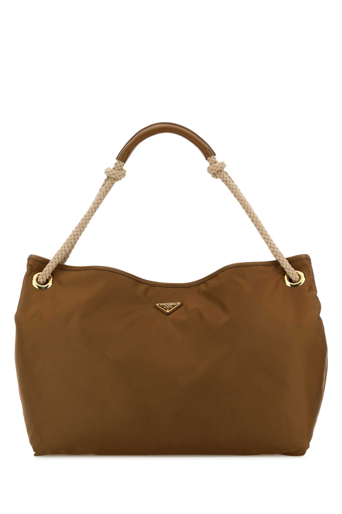 Prada Re-nylon Mariner Bucket Bag With Braided Handles In Brown