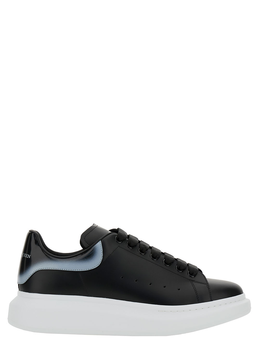 Shop Alexander Mcqueen Black Sneakers With Oversized Platform And Logo Detail In Leather Man