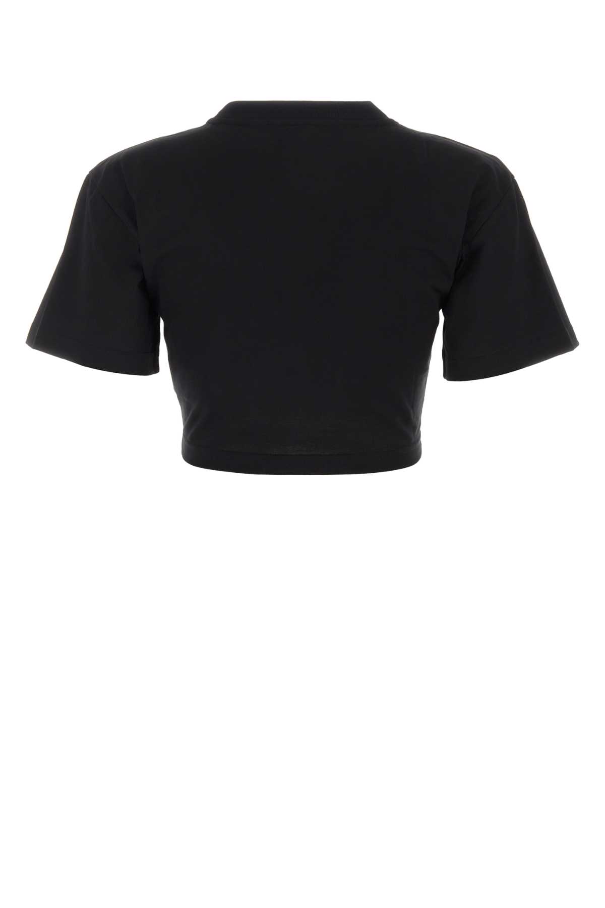 Shop Palm Angels Black Cotton T-shirt In Blackwhit