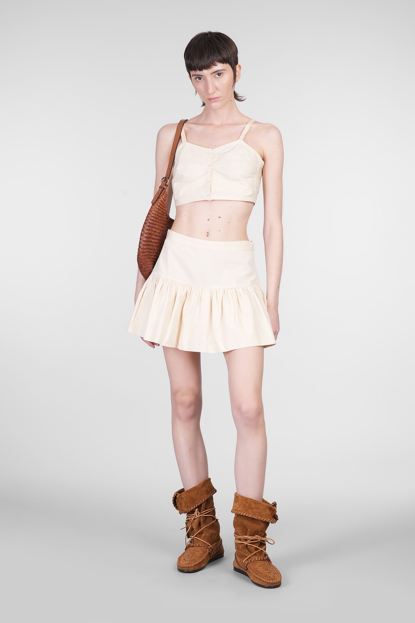Antik Batik Pam Skirt In Beige Cotton