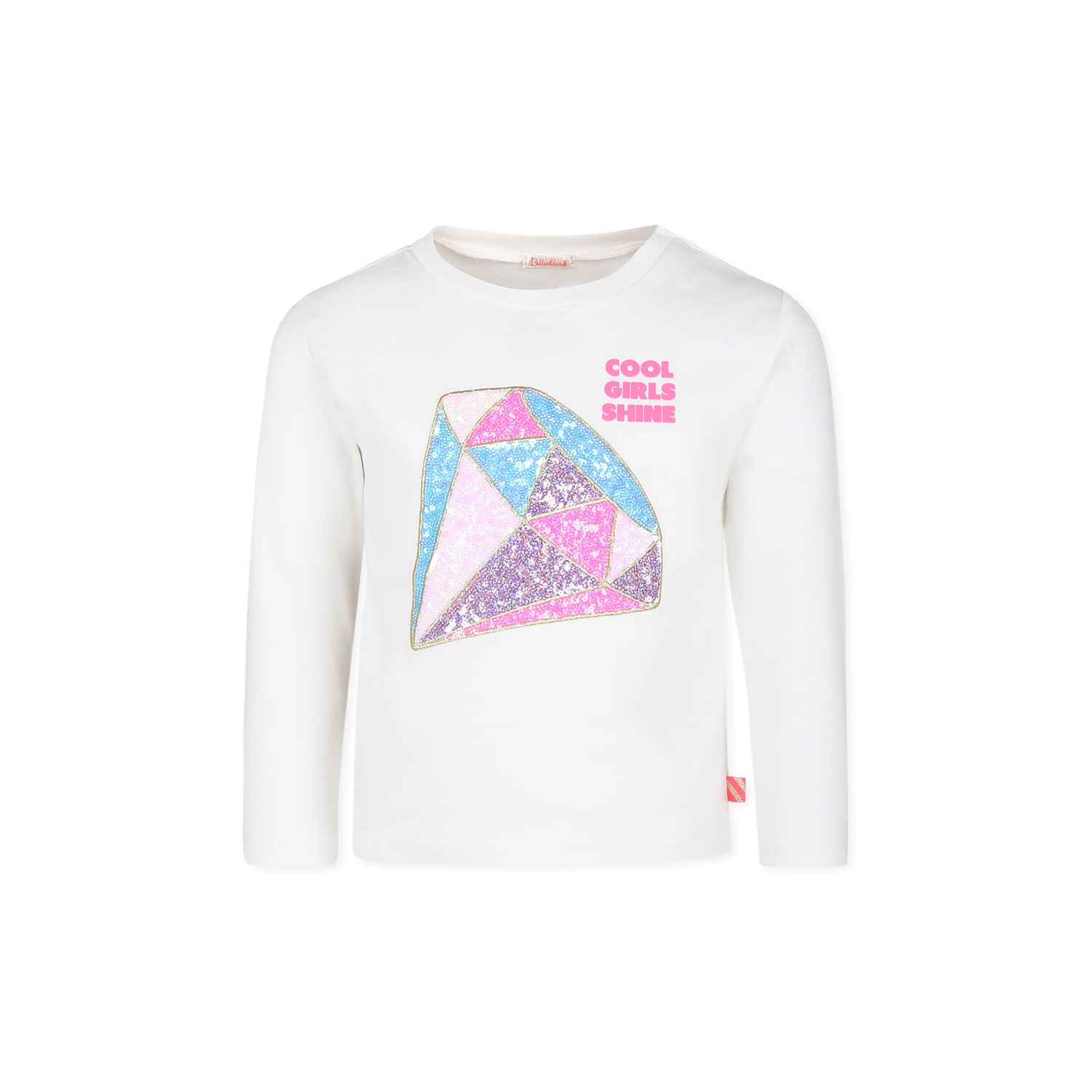 Billieblush Ivory T-shirt For Girl With Sequins
